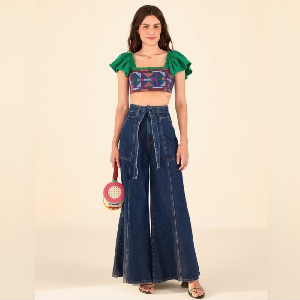 Farm rio NWT Dark Wash Wide Leg Denim Pants